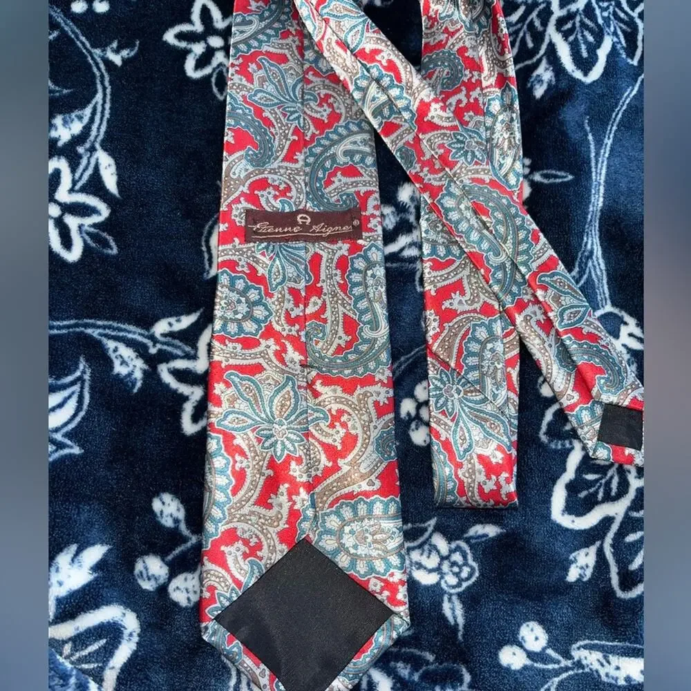 Etienne Aigner Red Blue Paisley Necktie